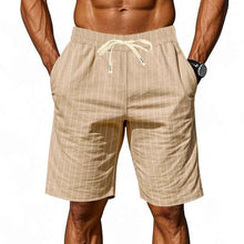 Mens Relaxed-fit Breathable American-style Linen Shorts For The Beach