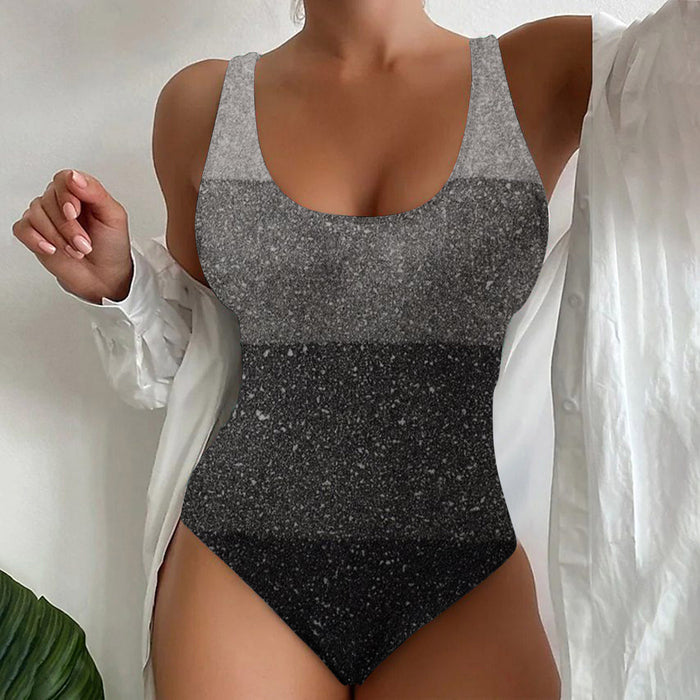 Maillot de bain une pièce pour femme, style bord de mer, à contraste de couleur 3D
