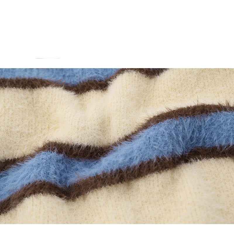Vintage Stripe Knitted Men's And Women's Sweaters