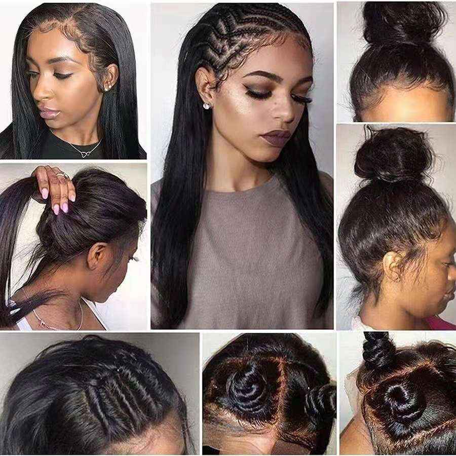 Mid-length Straight Hair Hand-woven Front Lace Synthetic Wigs