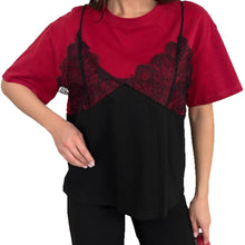 Women's Lace-Patchwork Loose Basic Crew-Neck Short-Sleeve T-Shirt by Mirlaine Univers Women's Lace-Patchwork Loose Basic Crew-Neck Short-Sleeve T-Shirt Mirlaine Univers womens-lace-patchwork-loose-basic-crew-neck-short-sleeve-t-shirt 0 Women's Lace-Patchwork Loose Basic Crew-Neck Short-Sleeve T-Shirt Mirlaine Univers Women's Lace-Patchwork Loose Basic Crew-Neck Short-Sleeve T-Shirt