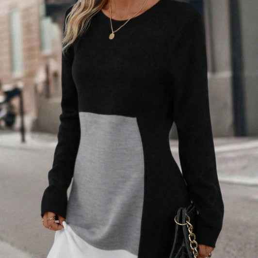 European And American-style Patchwork Knit Regular-fit Dress