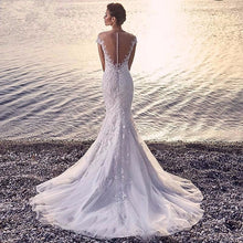 Princess Bride Mermaid Wedding Dress White Trailing Perspective Backless Lace Wedding Dress by Mirlaine Univers