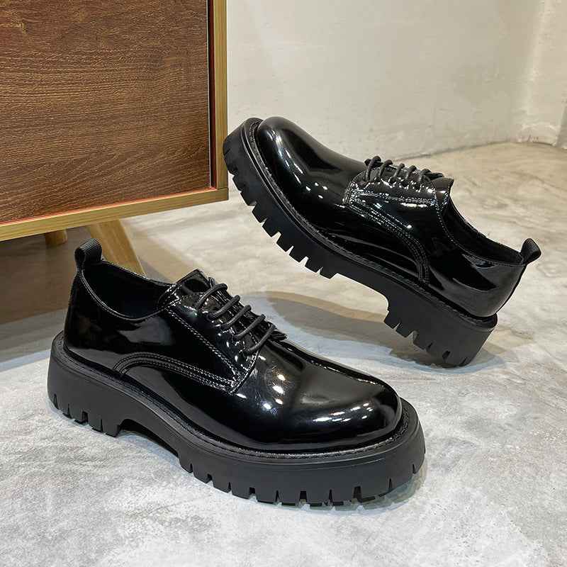 Youth Round Head British Style Flat Heel Fashion Casual Daily Leather Shoes