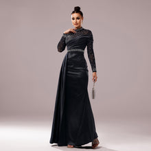 Long Sleeve Slim-fit Sheath Pearl Banquet Fishtail Evening Dress by Mirlaine Univers