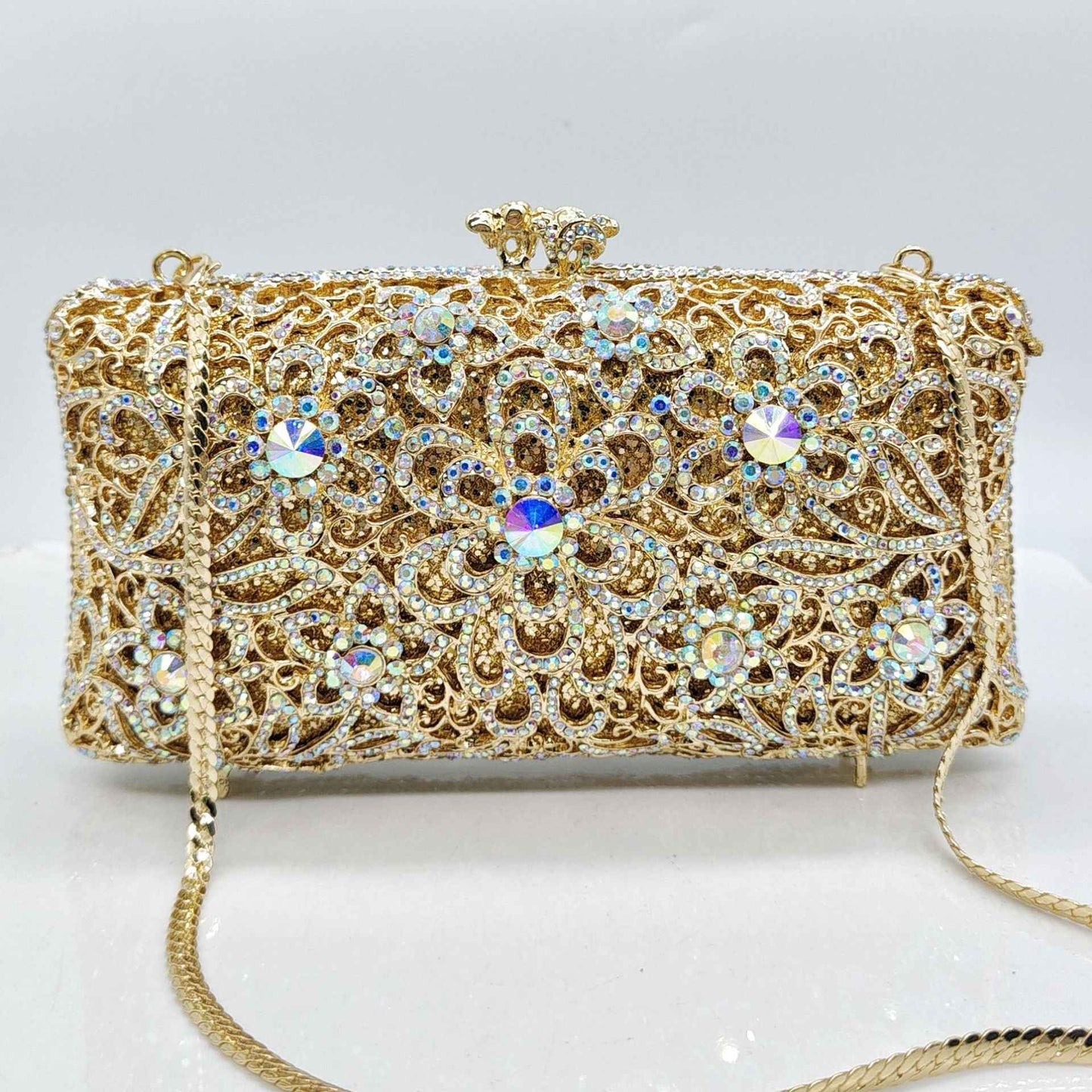 Full-Strass Evening Clutch With Diamond-Inlaid Design For Banquets