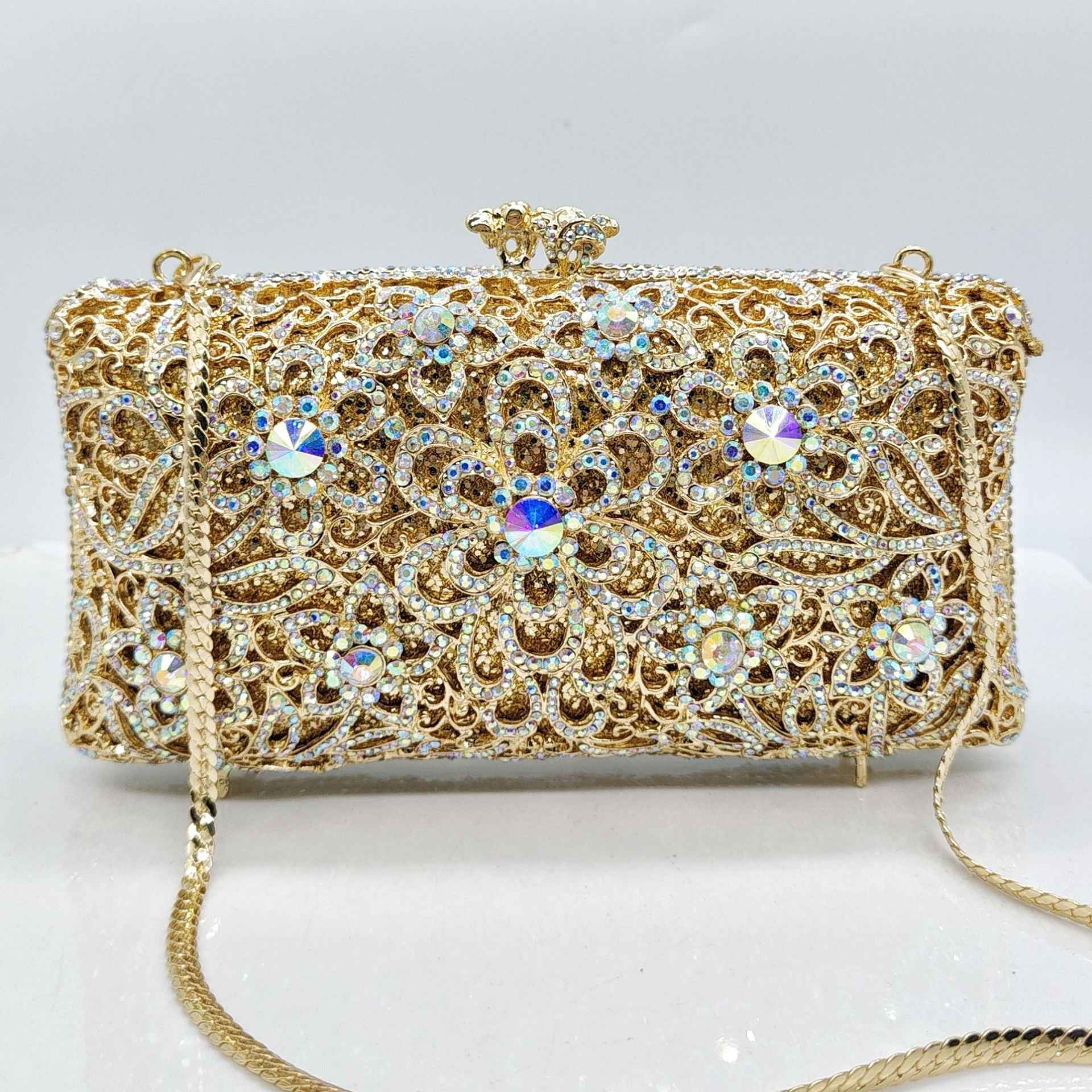 Full-Strass Evening Clutch With Diamond-Inlaid Design For Banquets
