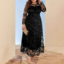 Womens Square-Neck Lace Jacquard Long-Sleeve Dress With Ties