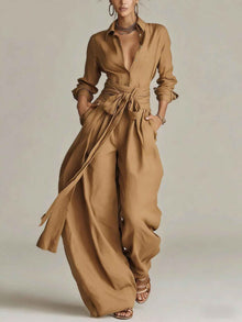 Solid-color High-waisted Short-sleeve Pants Fashion Casual Set
