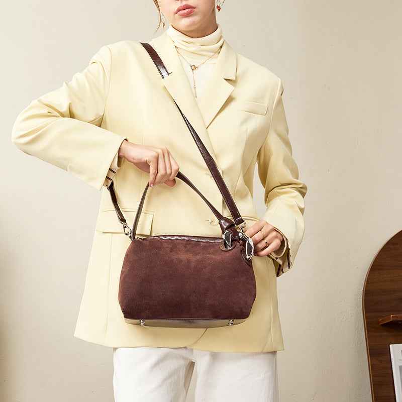 Womens Large-Capacity Commuter Leather Tote Bag