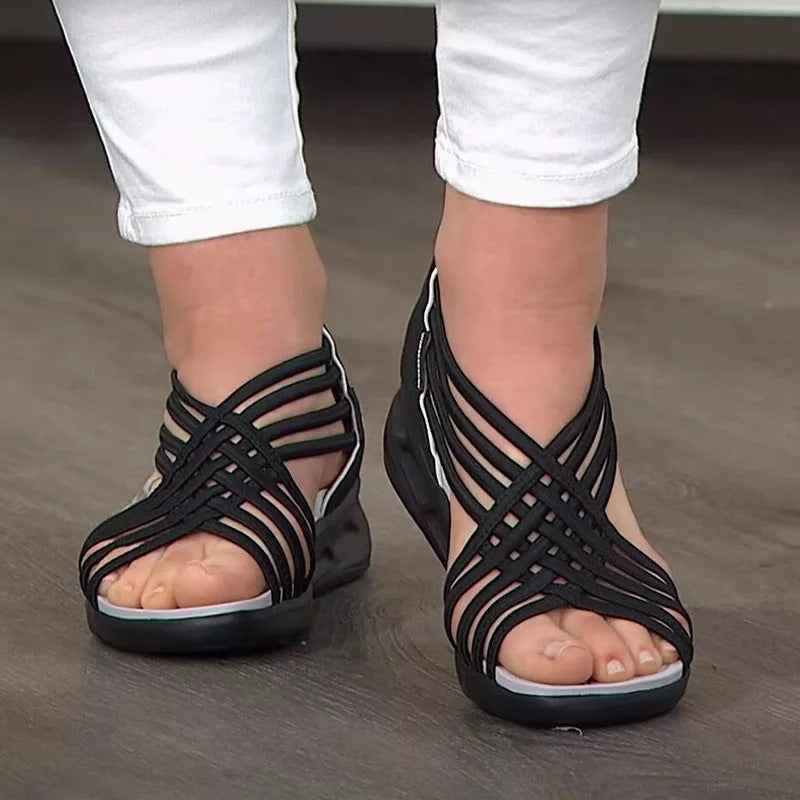 Large Size Sandals Women Low-cut Breathable Sports Braided Fish Mouth Shoes Women Sandals
