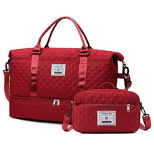 Large-Capacity Quilted Embroidered Thread Handle Crossbody Storage Travel Bag