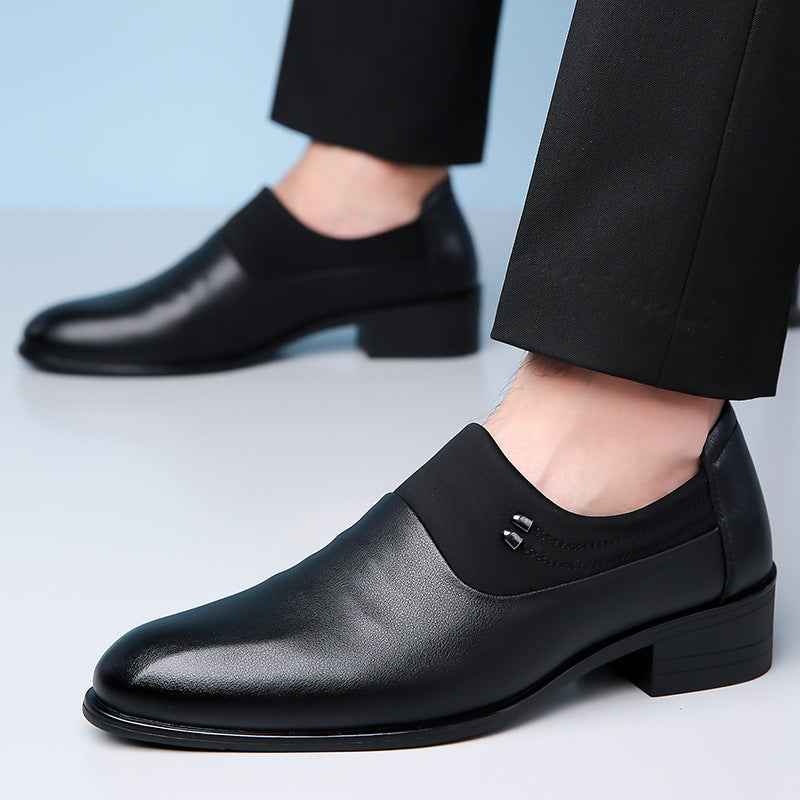 Men's British Business Soft Leather Pointed Toe Youth Leather White Shoes Pumps