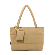 Womens Solid-Color Versatile Plaid Tote Bag