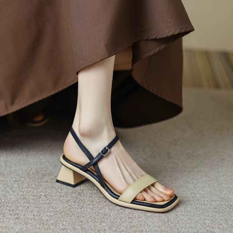 Chunky Heel Ankle-strap Toe Sandals For Women