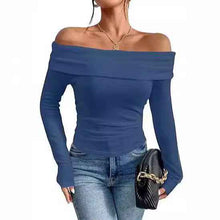 Womens Off-shoulder Figure-hugging Long-sleeve Slip Dress With A Boat Neckline