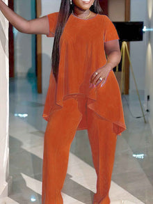 Fashionable Plus-Size Solid Color Set