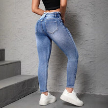 European And American Street Fashion Women's Ripped And Frayed Tight Skinny Jeans by Mirlaine Univers