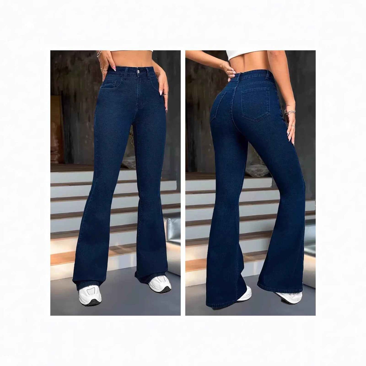 Minimalist Dark Blue Pants With Multiple Design Details