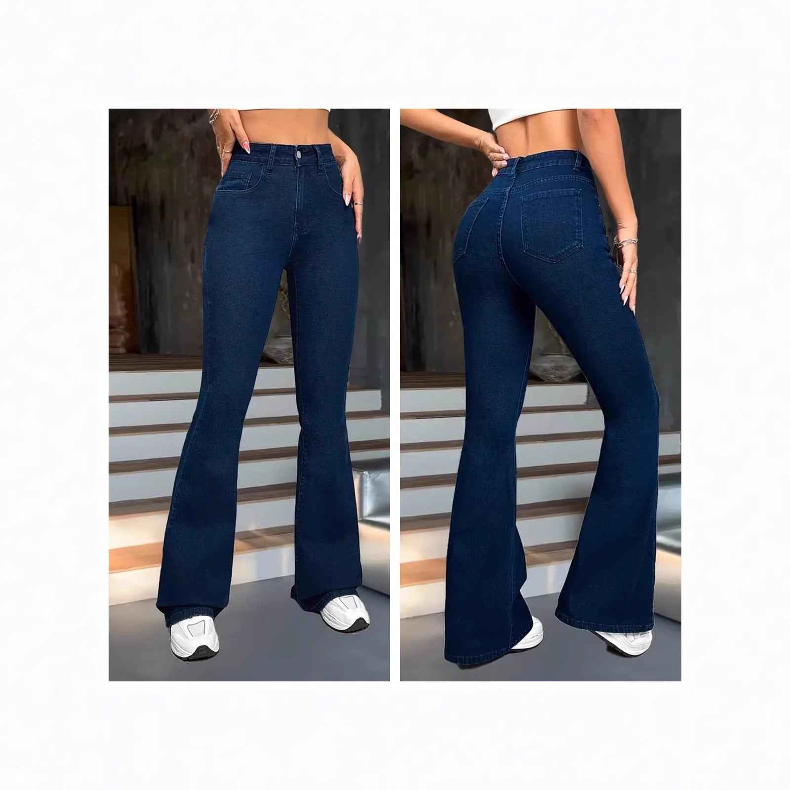Minimalist Dark Blue Pants With Multiple Design Details