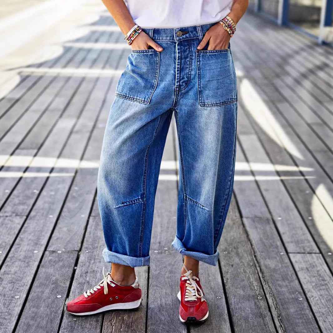 Mid-rise Boot-cut Cropped Denim Jeans