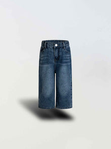 Street-style Distressed Wash Girls Denim Shorts
