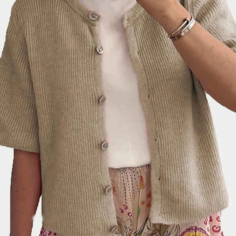 Solid Color Half-open Collar Button Sweaters Women's Clothing Women's Casual Cardigan