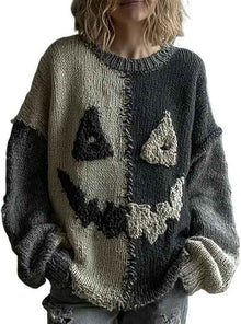 American-style Crewneck Long-sleeve Sweater For Women