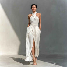 Sleeveless Elegant Slim-fit Pure White Dress