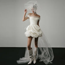 Off-shoulder Light Wedding Dress White Short by Mirlaine Univers