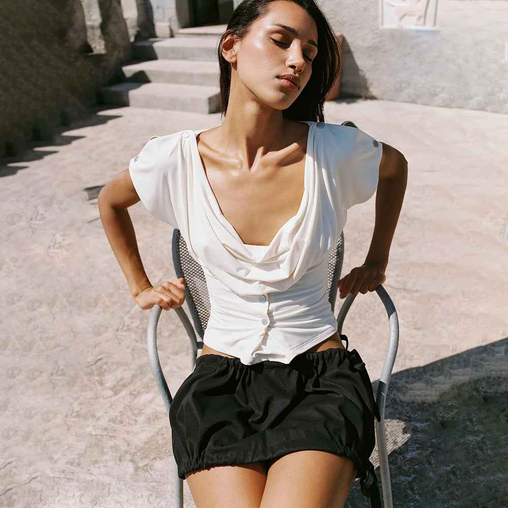 Figure-flattering Button-up Top With A Designer Touch
