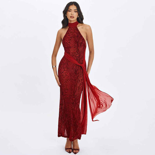 Women's New Halterneck Flowy Split Dress