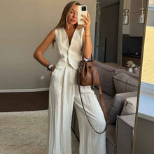 Simple And Elegant Vest Top High-Waist Wide-Leg Pants Casual Suit