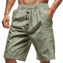 Mens Loose Linen Beach Casual Washed Button Cropped Sports Shorts
