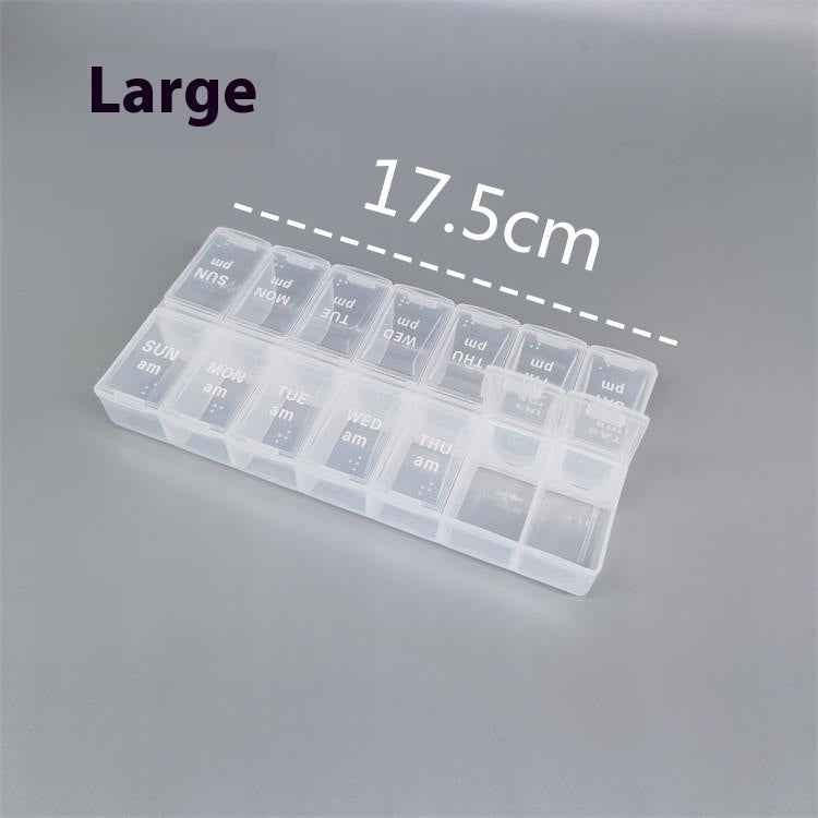 Big Small Size 14 Grid Week Pill Box Morning And Evening Color Week Pill Box Printing Russian English