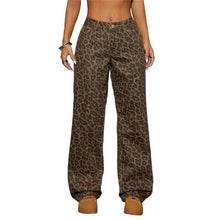 Retro Leopard Print High-waist Jeans