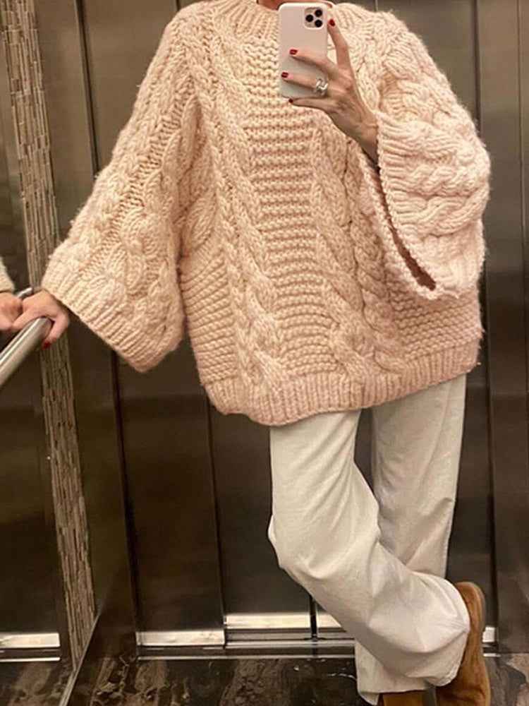 Loose Casual Versatile Solid-color Fashionable And Elegant Knit Sweater