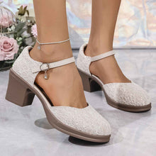 Fashion Round Head Chunky Heel Plus Size Buckle Sandals For Women