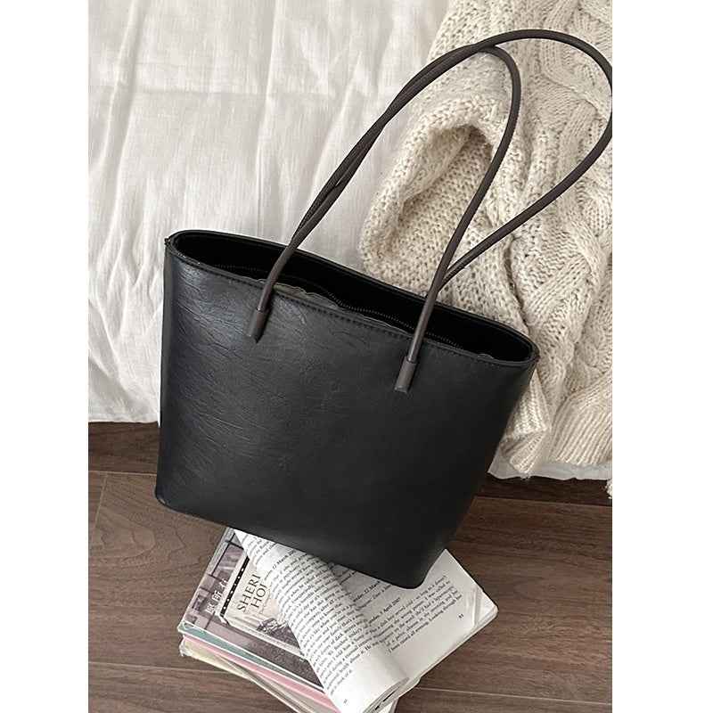Retro Minimalist Tote Bag Versatile Large-capacity Shoulder Bag