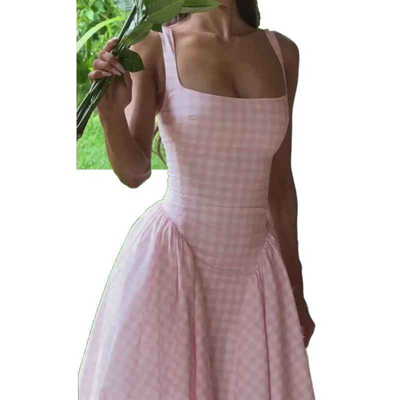 Elegant And Fashionable Printed French-style Slip Dress