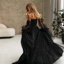 Women's Long Sleeve Transparent Lace Black Wedding Dress by Mirlaine Univers