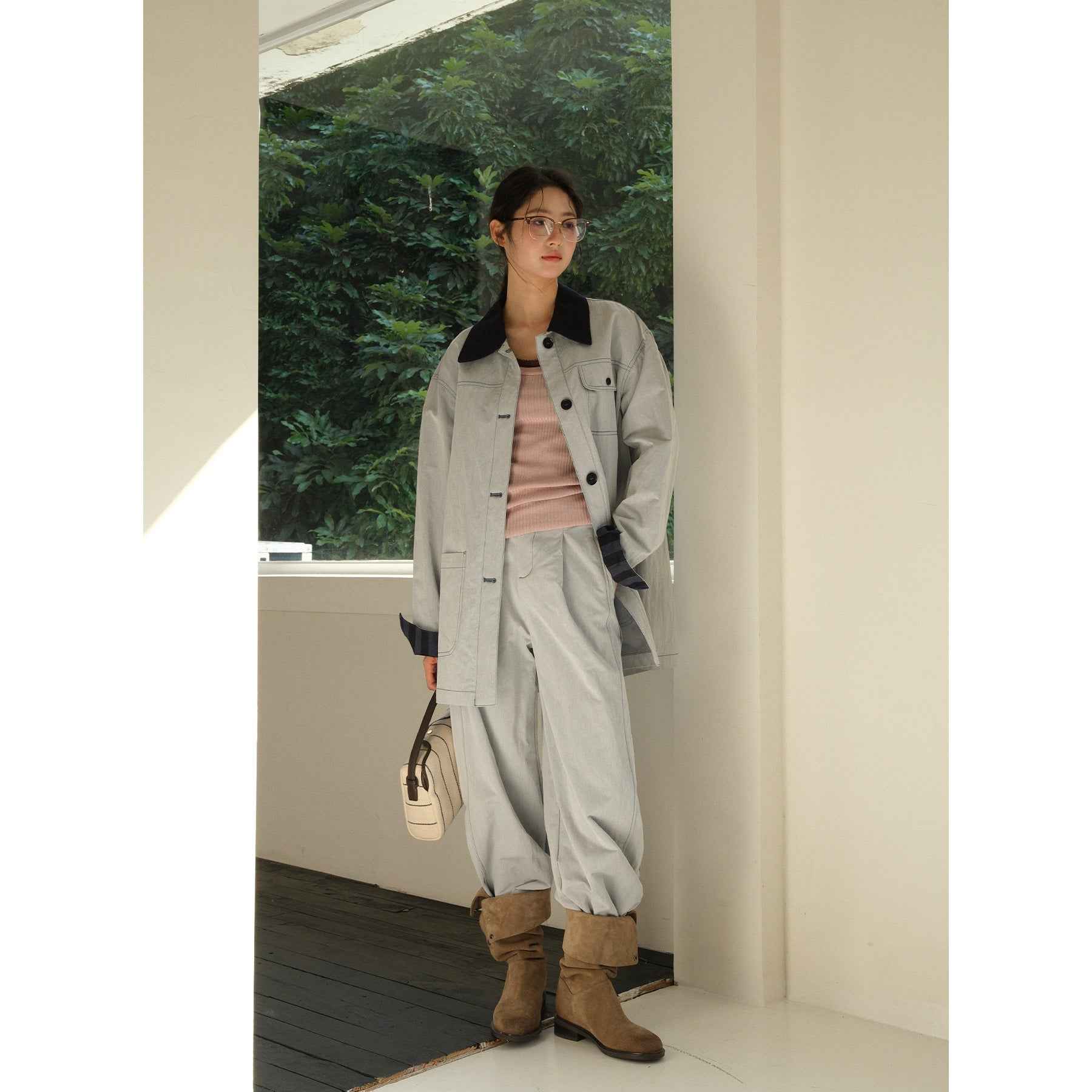 Womens Spring Long Straight Jeans With Rolled Hems