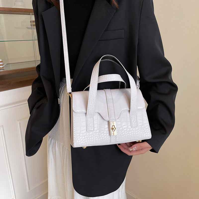 Fashionable Western-style Solid-color Crocodile-pattern Tote Bag