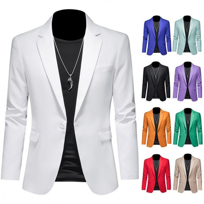 Mens Formal Wear Korean-Style Slim-Fit Blazer Single-Breasted Suit Jacket