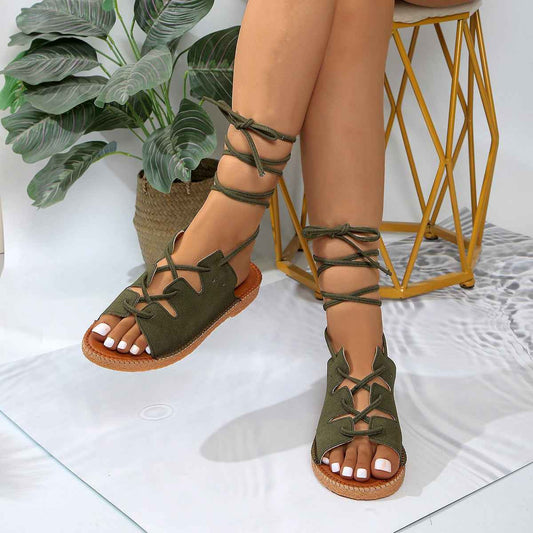 Summer New Plus Size Light Bottom Hemp Rope Lace-up Sandals For Women