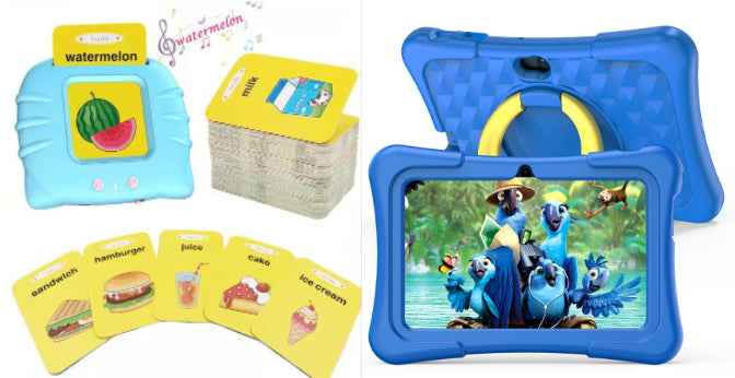 7-inch Children Education Flat With Protective Silicone Cover 360-degree Rotation Handle Bracket