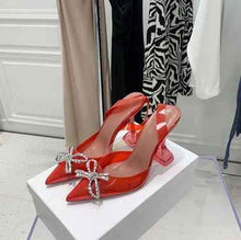 PVC Transparent Bow Pointed Toe Sandals For Women