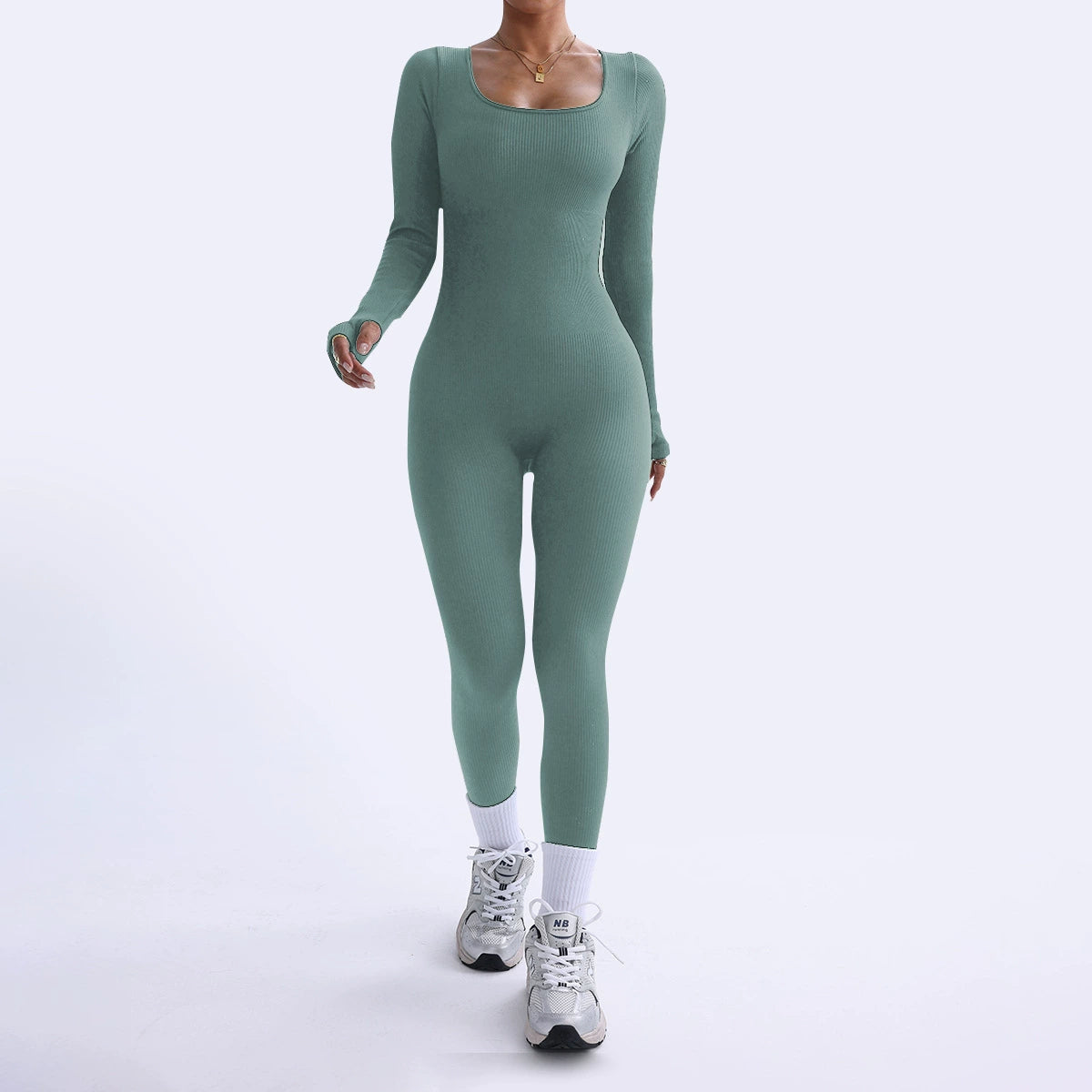 Threaded Square Collar Buttocks Slim Jumpsuit by Mirlaine Univers