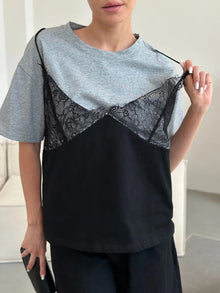 Women's Lace-Patchwork Loose Basic Crew-Neck Short-Sleeve T-Shirt by Mirlaine Univers Women's Lace-Patchwork Loose Basic Crew-Neck Short-Sleeve T-Shirt Mirlaine Univers womens-lace-patchwork-loose-basic-crew-neck-short-sleeve-t-shirt 0 Women's Lace-Patchwork Loose Basic Crew-Neck Short-Sleeve T-Shirt Mirlaine Univers Women's Lace-Patchwork Loose Basic Crew-Neck Short-Sleeve T-Shirt