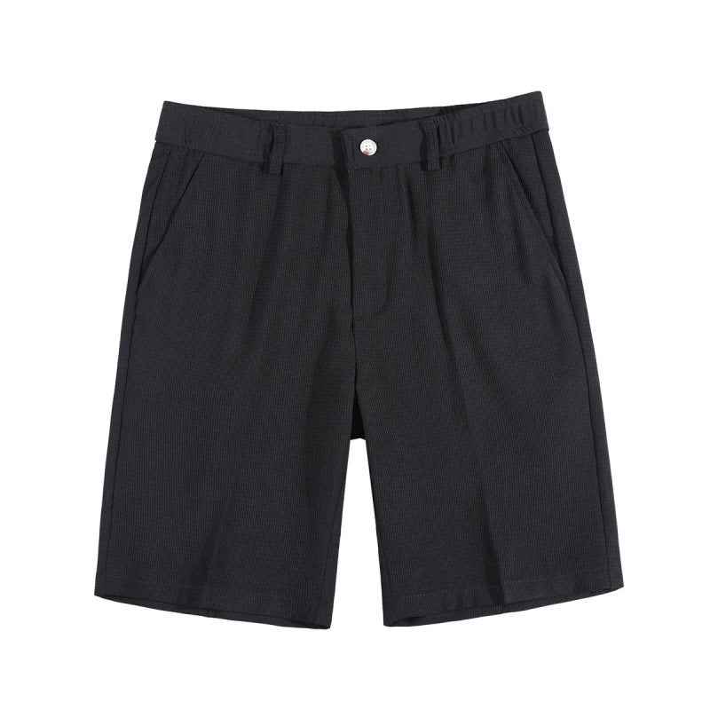 Men's Slim-Fit Striped Solid-Color Fashion Suit Shorts